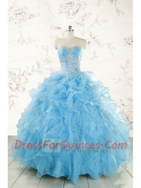 Aqua Blue Ball Gown Sweetheart Beading Sweet 16 Dresses