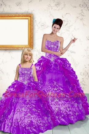 Unique Purple Ball Gowns Taffeta Strapless Sleeveless Beading and Embroidery and Pick Ups Floor Length Lace Up Vestidos de Quinceanera