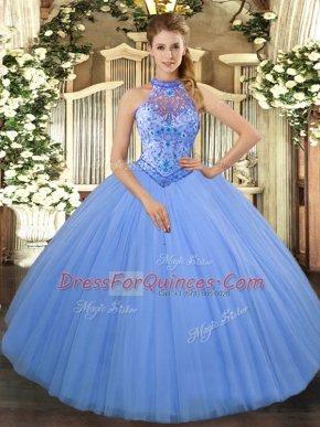 Fine Sleeveless Beading and Embroidery Lace Up Vestidos de Quinceanera