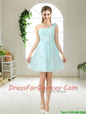 Feminine One Shoulder Hand Made Flowers Prom Dresses