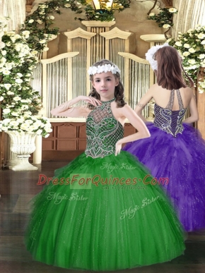 Sleeveless Beading and Ruffles Lace Up Pageant Gowns