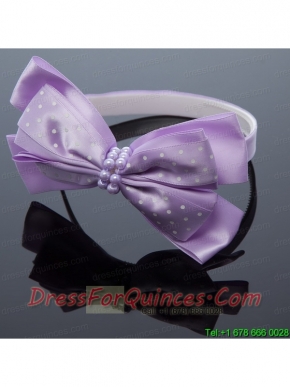 Cute Lavender Bowknot Hairpins Birdcage Veils with Beading