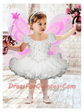 2014 Lovely White Square Organza Mini-length Little Girl Dress