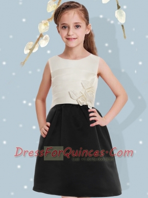 Cheap Column Scoop Flower Girl Dress with Hand Made Flowers