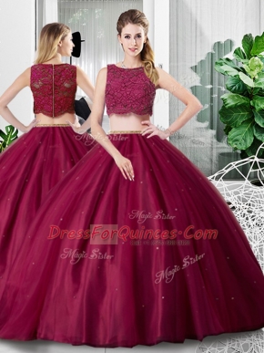 Low Price Fuchsia Zipper Scoop Lace and Ruching 15 Quinceanera Dress Tulle Sleeveless