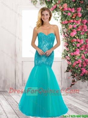 Luxurious Mermaid Brush Train Laced Prom Dresses with Beading