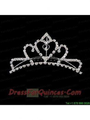 Sweet Tiara With Cute Sweetheart Shaped Rhinestone