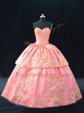Pretty Satin Sleeveless 15 Quinceanera Dress and Embroidery