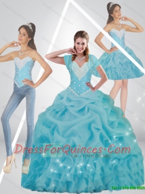 Cute Beaded 2015 Quinceanera Dresses in Baby Blue