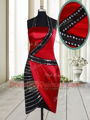 Halter Top Sleeveless Beading Side Zipper Prom Dress