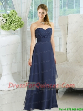 2015 Navy Blue Sweetheart Empire Prom Dress with Ruching