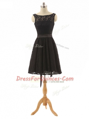 Vintage Empire Dama Dress Black Bateau Lace Sleeveless Mini Length Zipper