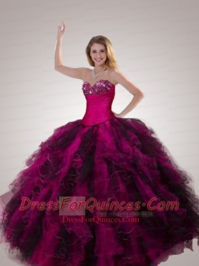 Organza Beading and Ruffles Quinceanera Gown with Sweetheart Neck