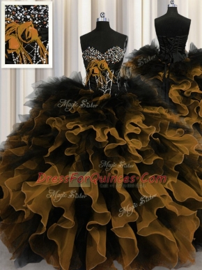 Cheap Multi-color Sleeveless Beading and Ruffles Floor Length Sweet 16 Quinceanera Dress
