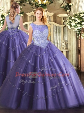 Floor Length Ball Gowns Sleeveless Lavender Sweet 16 Dress Lace Up