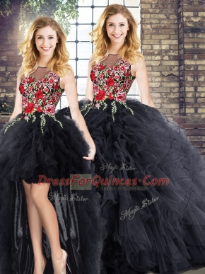 Elegant Floor Length Ball Gowns Sleeveless Black Sweet 16 Quinceanera Dress Zipper