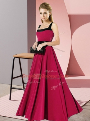 Fantastic Fuchsia Dama Dress for Quinceanera Wedding Party with Belt Square Sleeveless Zipper