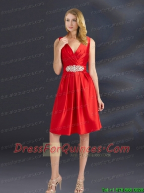 Empire V Neck Junior Dress with Appliques and Ruching