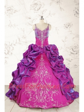 Classic Ball Gown Embroidery Court Train Quinceanera Dresses in Purple