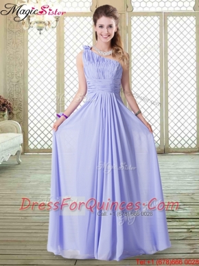 Cheap Empire One Shoulder Prom Dresses in Lavender