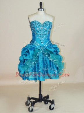 Teal Prom Gown Prom and Party with Beading and Pick Ups Sweetheart Sleeveless Lace Up
