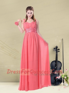 Super Hot Straps Floor Length Dama Dress with Belt
