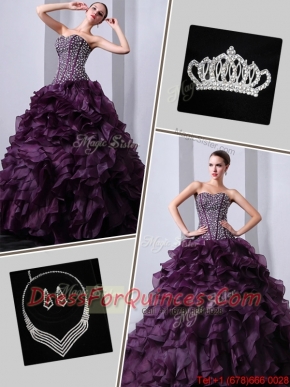 2016 Best Brush Train Sweet 16 Dresses with Beading and Ruffles