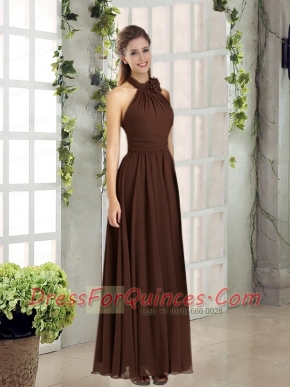 New Style Ruching Halter Empire Dama Dress for 2015