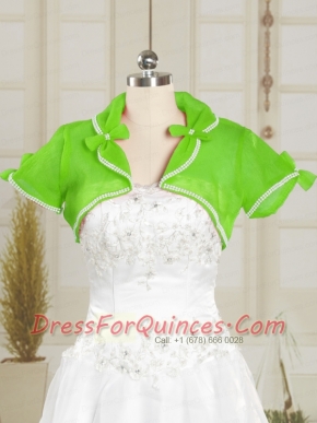Green Wedding Party Beading Shawls with Open Front