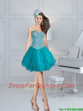 Turquoise  Cheap Sweetheart Beaded Prom Dresses for 2015