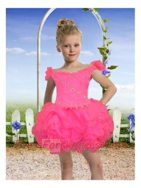 2014 Fashionable Off the Shoulder Beading and Ruffles Little Girl Dresses