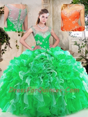 2016 New Styles Scoop Quinceanera Dresses with Beading and Ruffles