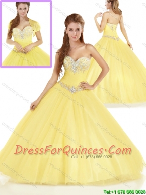 Popular Yellow Sweetheart Quinceanera Dresses with Beading