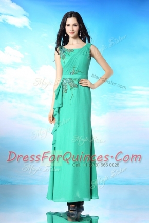 Best Sleeveless Zipper Floor Length Beading and Appliques Homecoming Dress