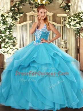 Best Selling Sleeveless Lace Up Floor Length Beading and Ruffles Ball Gown Prom Dress