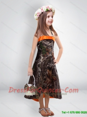Perfect 2015 High Low One Shoulder Camo Flower Girl Dresses