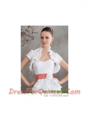 Elegant Short Sleeves Quinceanera Jacket in White