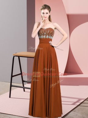 Sleeveless Zipper Floor Length Beading Dress for Prom