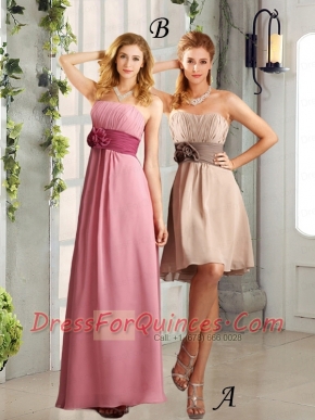 Empire Hand Made Flowers and Ruching Dama Dresses for 2015