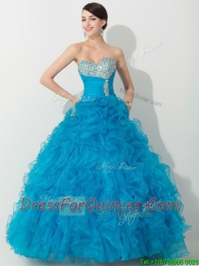 Princess Baby Blue 15th Birthday Gown with Beading and Ruffles