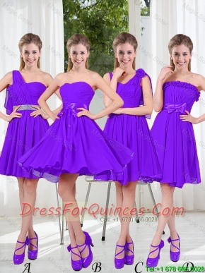 2016 Fall A Line Bowknot Junior Dresses in Purple