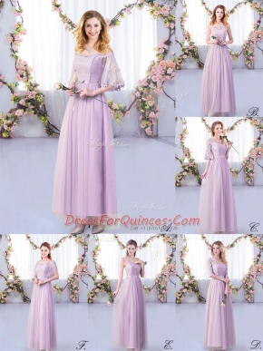 Elegant Off The Shoulder Half Sleeves Side Zipper Vestidos de Damas Lavender Tulle