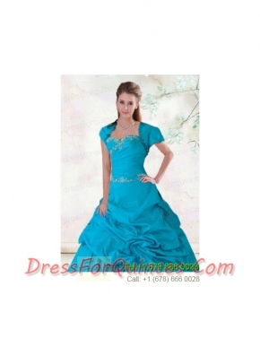 Elegant Beading Blue Taffeta Appliques Quinceanera Jacket