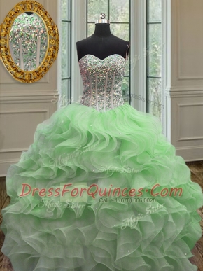 Discount Ball Gowns Quinceanera Dress Sweetheart Organza Sleeveless Floor Length Lace Up