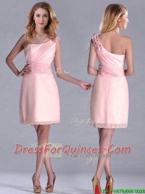 Exquisite One Shoulder Side Zipper Prom Dress in Baby Pink