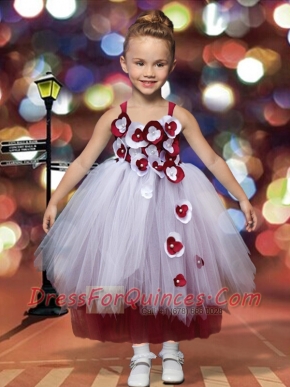 A-Line Tulle Straps Appliques Ankle-length Little Girl Dress for 2014