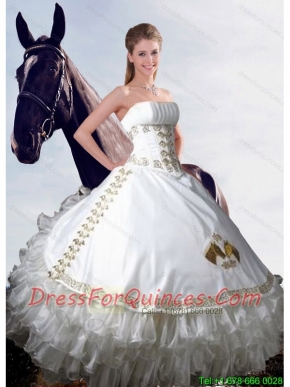 Beautiful Strapless Brush Train Beading White Quinceanera Dresses