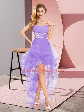 Designer Lavender Sweetheart Lace Up Beading Sleeveless