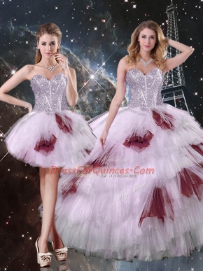 Fabulous Multi-color Sleeveless Floor Length Beading and Ruffled Layers and Sequins Lace Up Quinceanera Gowns