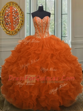 Sleeveless Beading and Ruffles Lace Up Sweet 16 Dress
